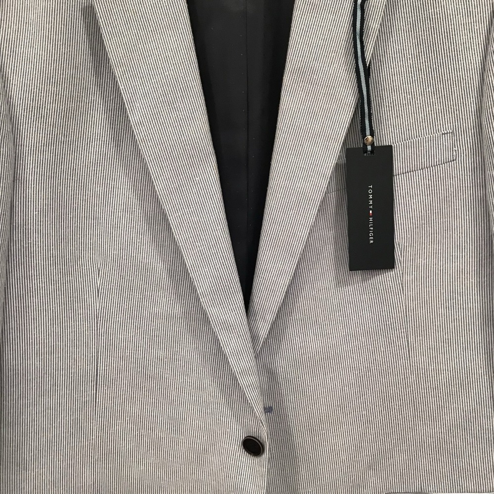 Tommy Hilfiger Mens Blazer Sports Coat Sear Sucker Blue Striped L44 Nautical - Picture 10 of 16